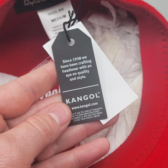 New Authentic Mens KANGOL 504 100% Wool 0258BC Cap Size M Medium Red NWT - Picture 11 of 15